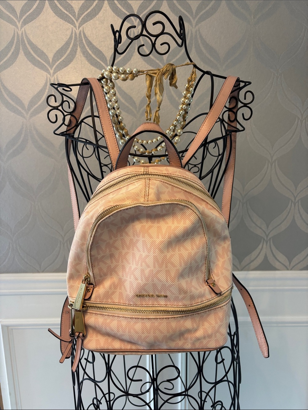 Michael Kors Blush Pink Logo Mini Backpack